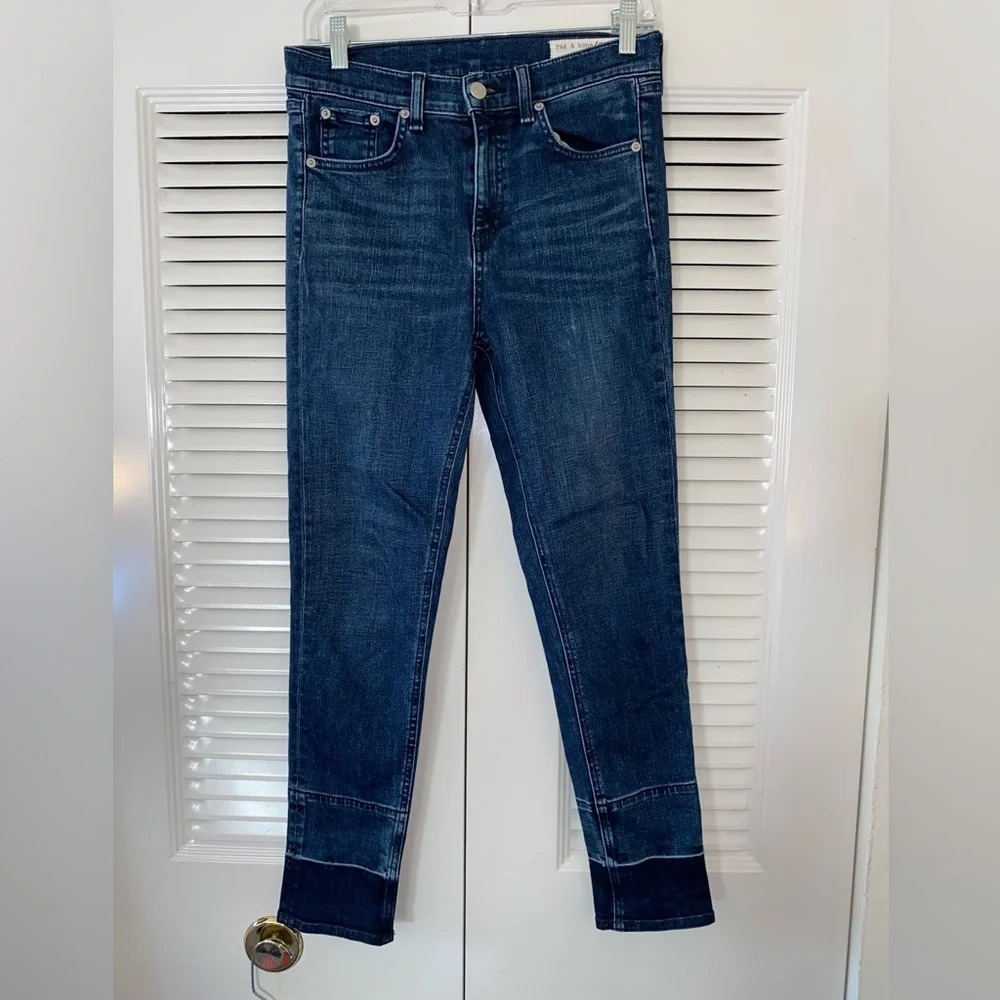 RAG & BONE Dark Blue Denim HIGH-RISE ANKLE SKINNY Women's Jeans 26
